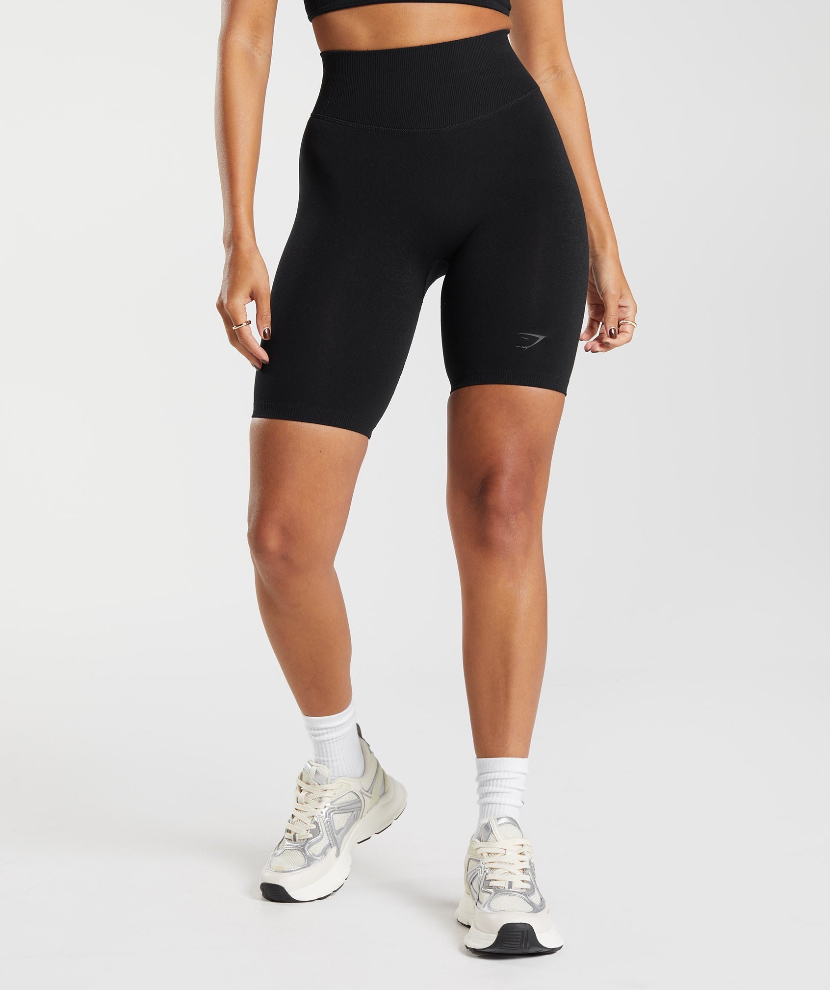 Gymshark Fit Cycling Shorts - Black/White, Workout Shorts, Gymshark