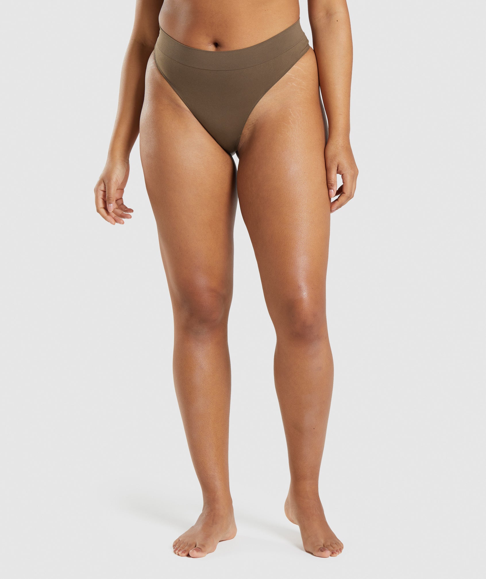 Seamless High-Waist Thong Panty in Nude