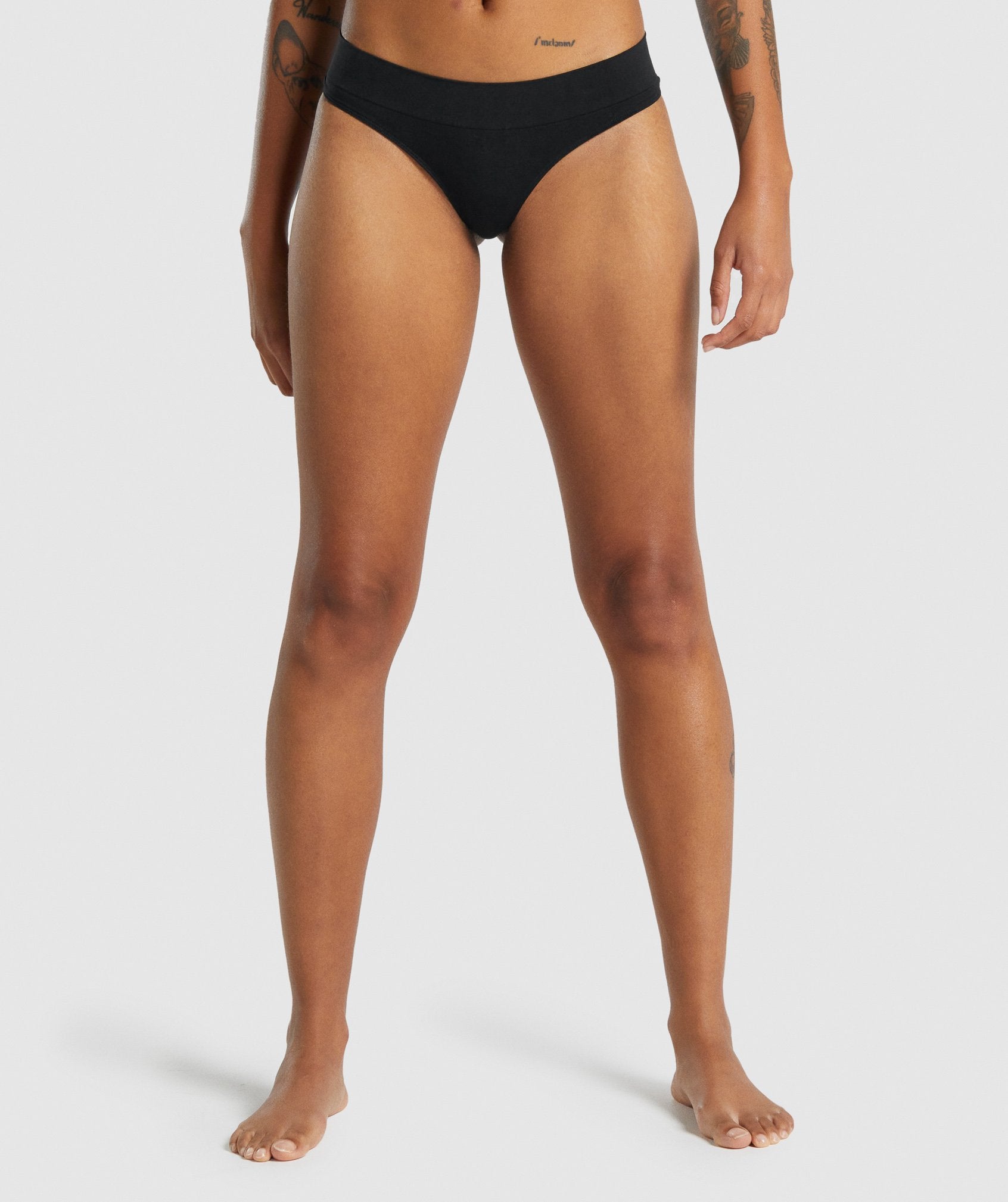 Gymshark Women's Essential Cotton Thong 2 Pack, Black, Small