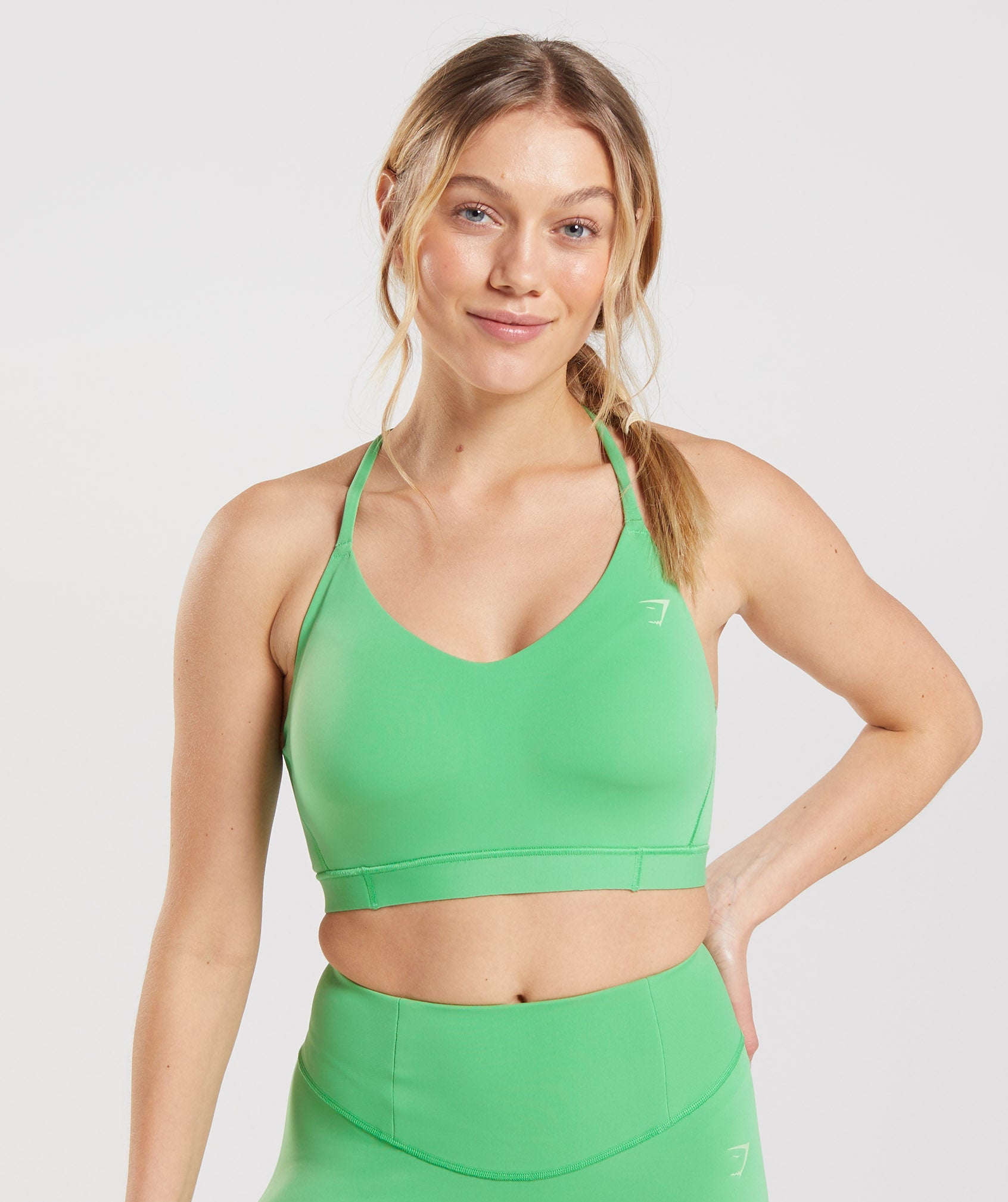 Gym Shark V Neck Training Sports Bra Green