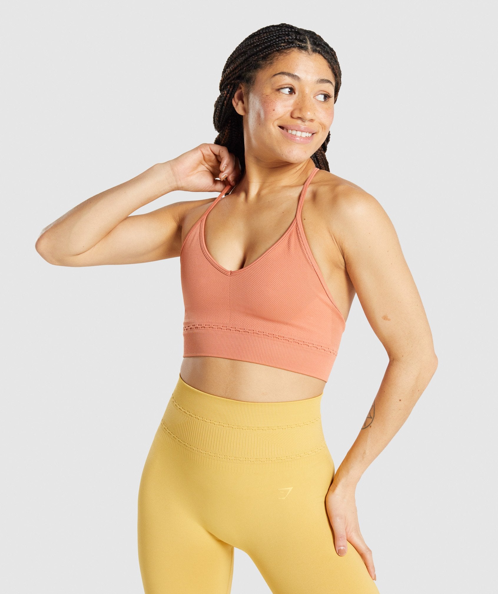 Gymshark Women's Ultra Seamless Sports Bra, Neon Orange, X-Small, RRP $60 