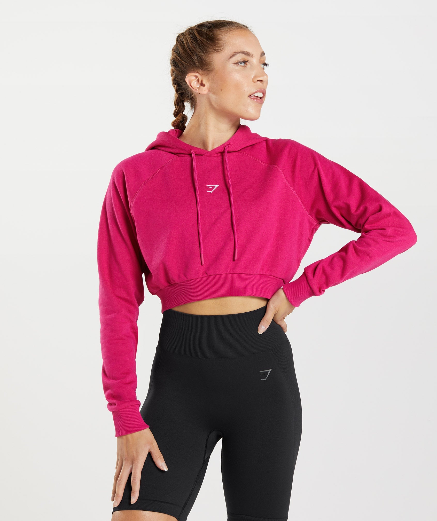 GymShark Hoodie Womens Medium Full Zip Up Cropped Activewear Athletic Pink  NWOT