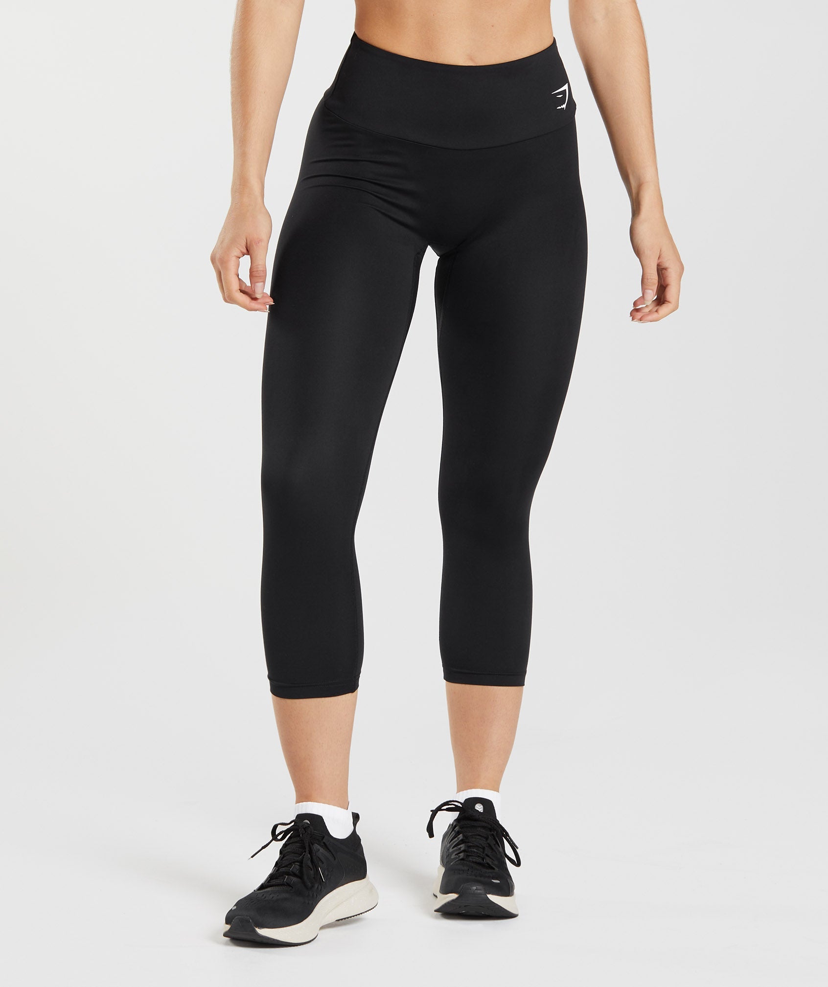Gymshark Fit 3/4 Length Seamless Leggings, Black / White, Medium