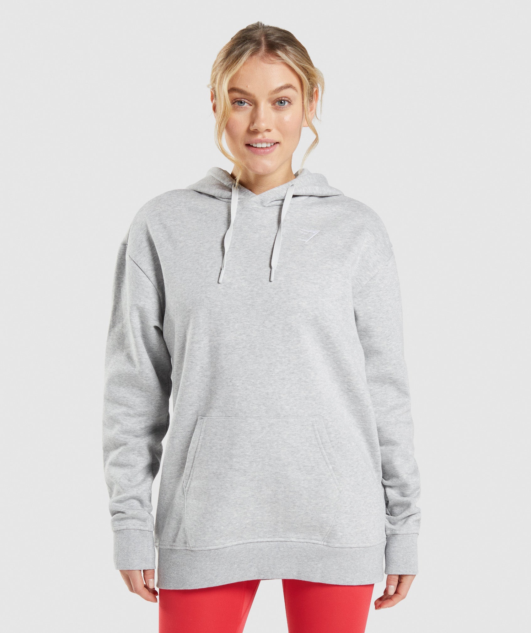 Gymshark Hoodie Sweatshirt Womens XS Oversized Gray Sleeve Chest