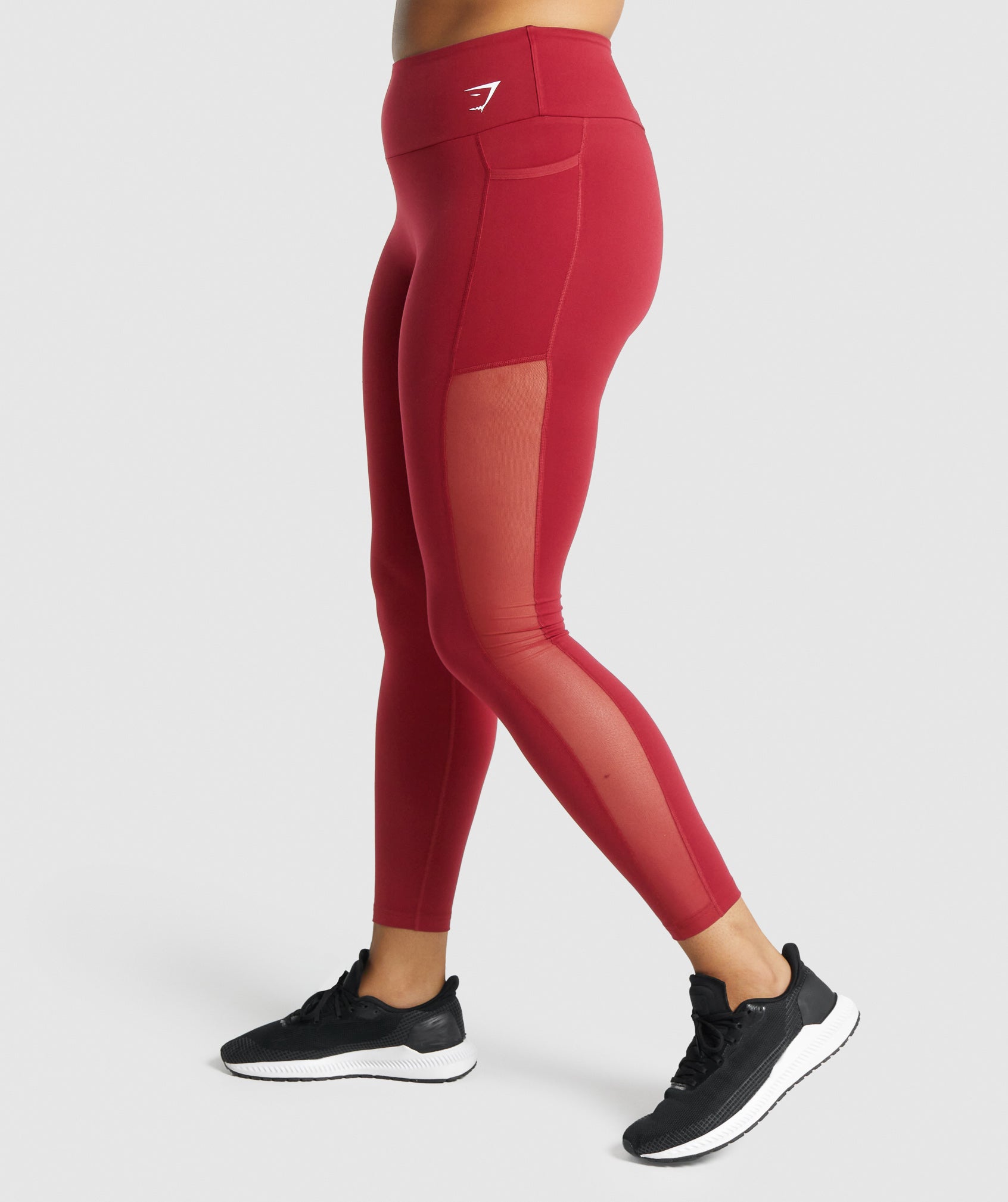 3 for $49! Maroon Red Cassi Mesh & Pockets Workout Leggings