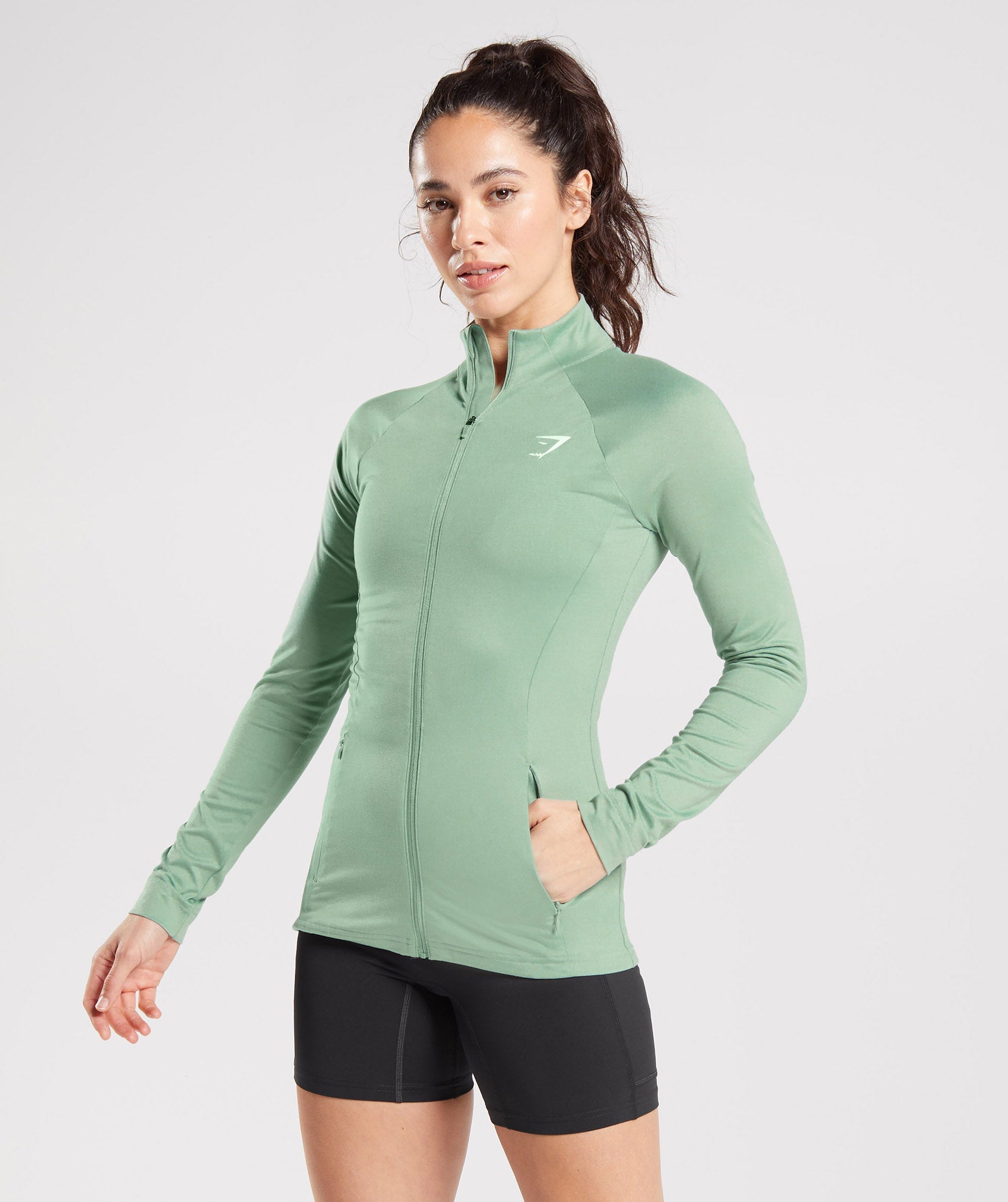 Gymshark Training Cropped Hoodie - Desert Sage Green