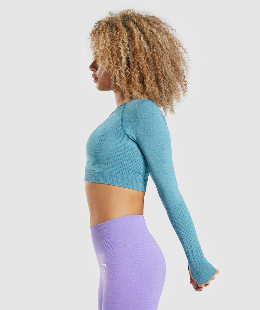 Gymshark Vital Seamless 20 Long Sleeve Crop Top Tahoe Teal Marl Gymshark