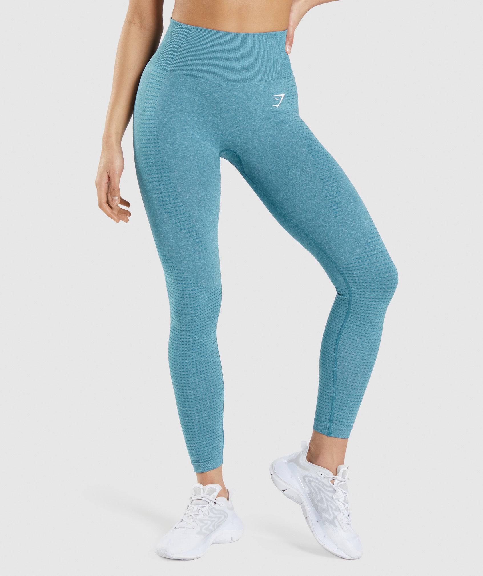 Gymshark Flex Leggings Charcoal Marl Turquoise Teal Size XS Contour  Seamless