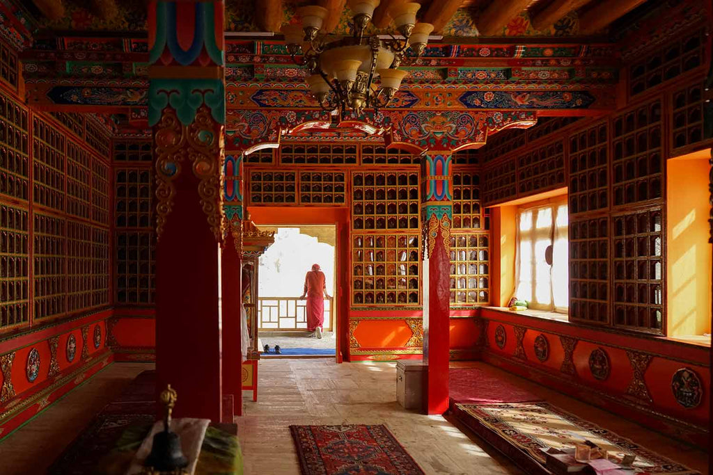 Prayer hall at Attetse Monastery, Ladakh