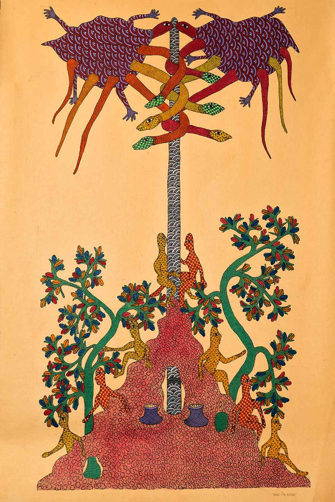 Gond Painting of a Mystical Tree