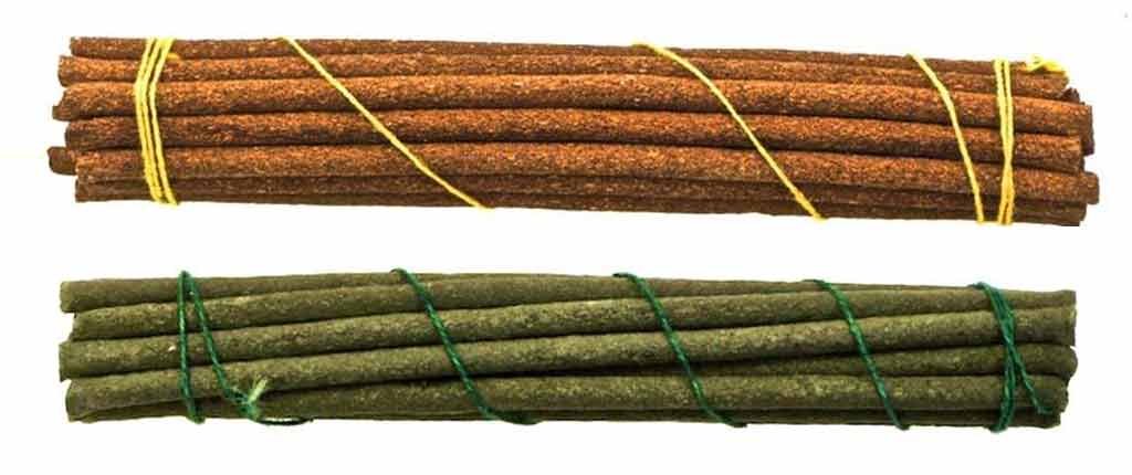 Green and Brown Tibetan incense sticks
