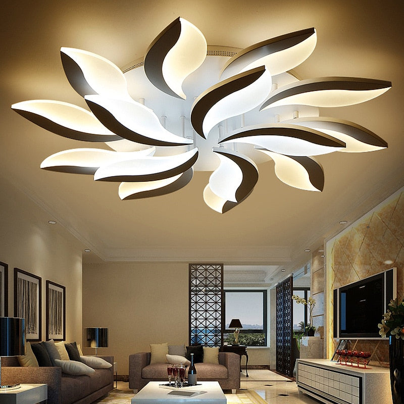 Modern Led Chandelier Ceiling Mounted Lamp Home Decor Dimmable Leaf Petal Acrylic Led Lighting Fixture For Living Room Bedroom