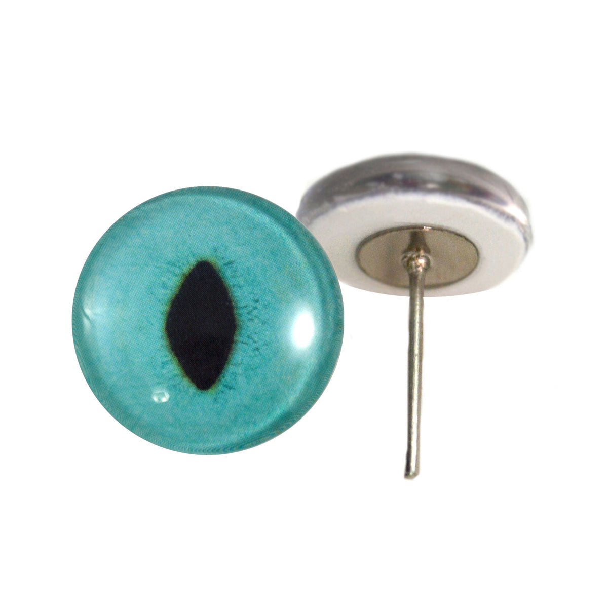 Turquoise Cat Glass Eyes On Wire Pin Posts Handmade Glass Eyes