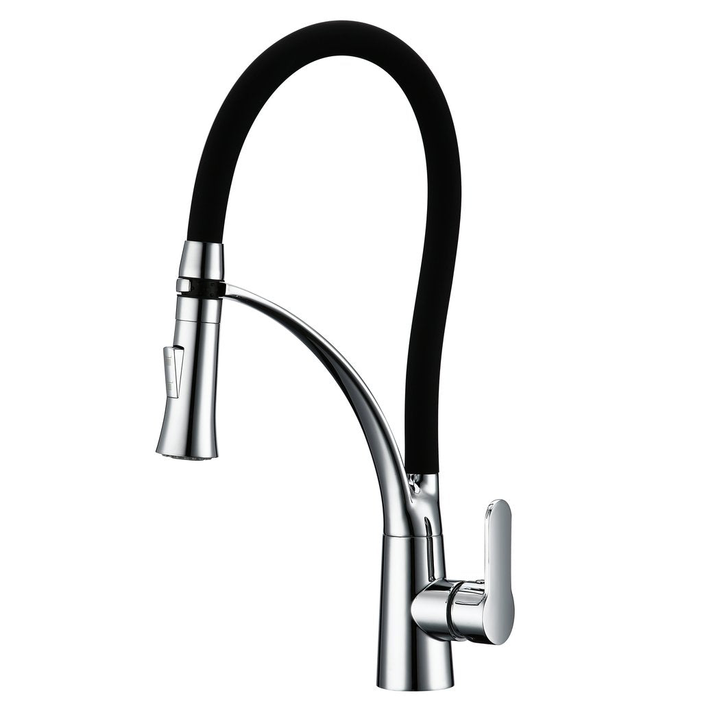 Satin Nickel Huntington Brass 51161-72 Single-Handle Modern Pull-Out Kitchen Faucet with Sprayer and Optional Deck Plate 