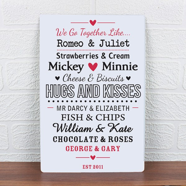 Personalised We Go Together Like Sign from Pukkagifts.uk