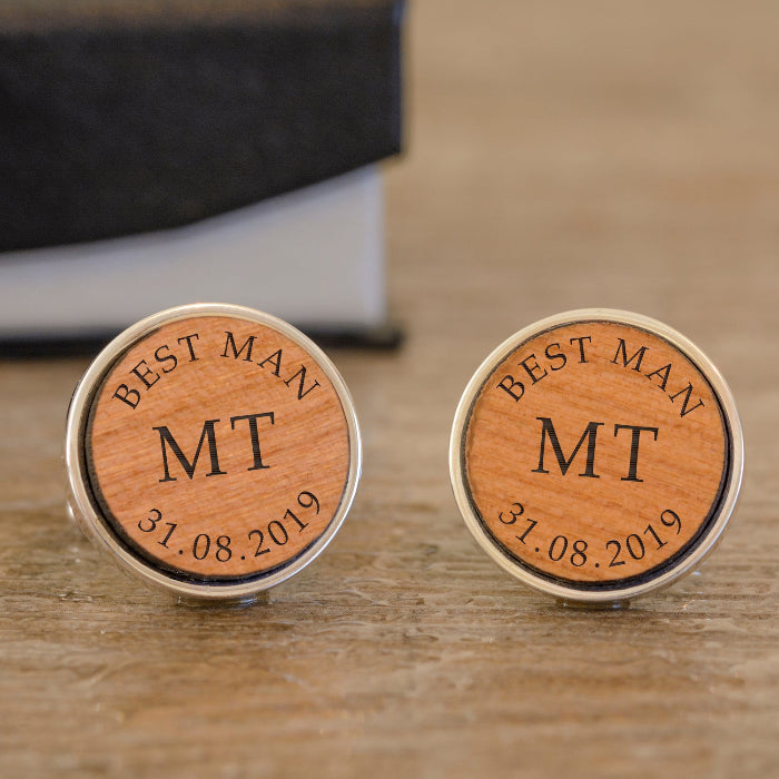 Personalised Best Man Wooden Cufflinks from Pukkagifts.uk