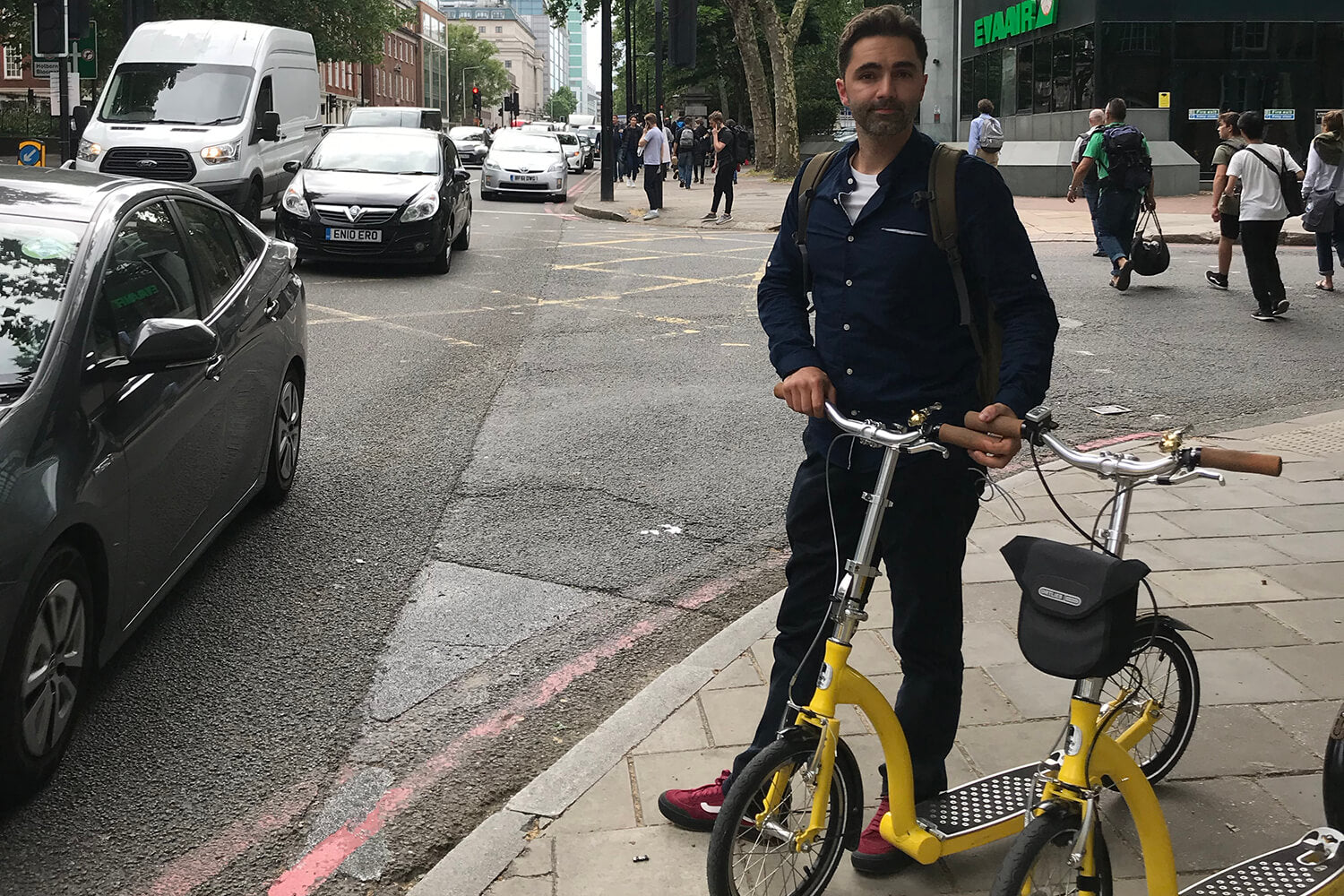 Folding urban adult scooter in London