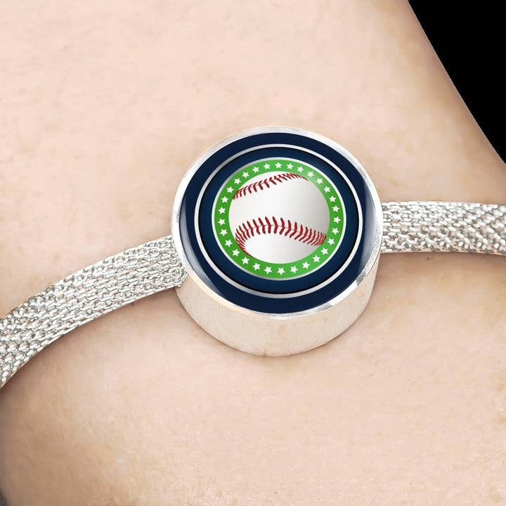 Baseball Charm Bracelet - Personalized Engraved Jewelry
