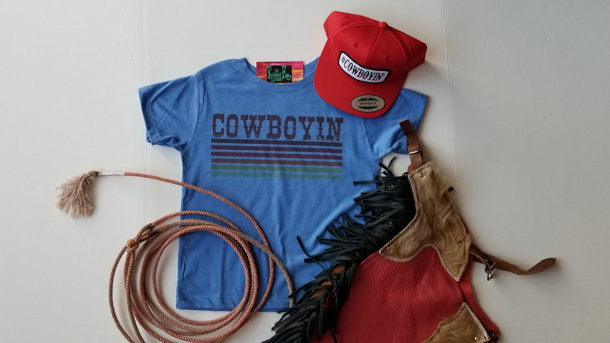 Retro Cowboyin SS Youth Tee Blue The Twisted Fill