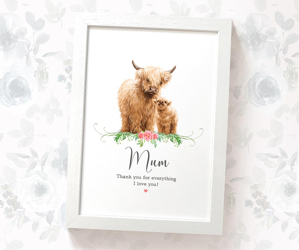 Family Personalised Name Gift Prints Highland Cow Wall Art Custom UK M –  Pawprint Illustration