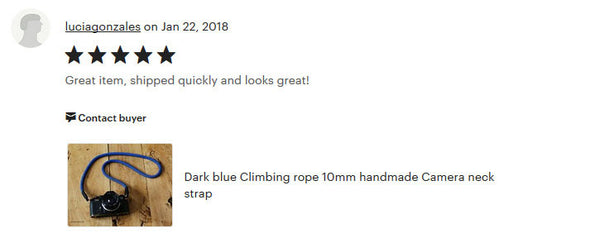 climbing rope camera strap blue