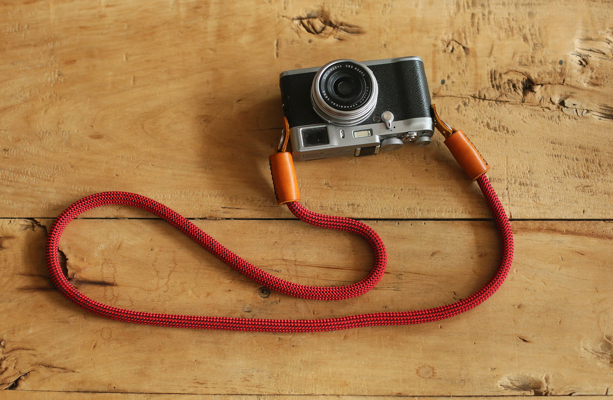 yellow brown leather 100% handmade,strong from windmup Customizable 10mm Blue and red climbing rope camera neck shoulder strap
