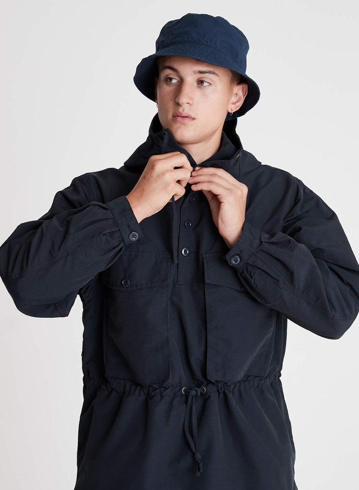 Nigel Cabourn LYBRO - TRACK SMOCK IN BLACK NAVY - COTTON NYLON