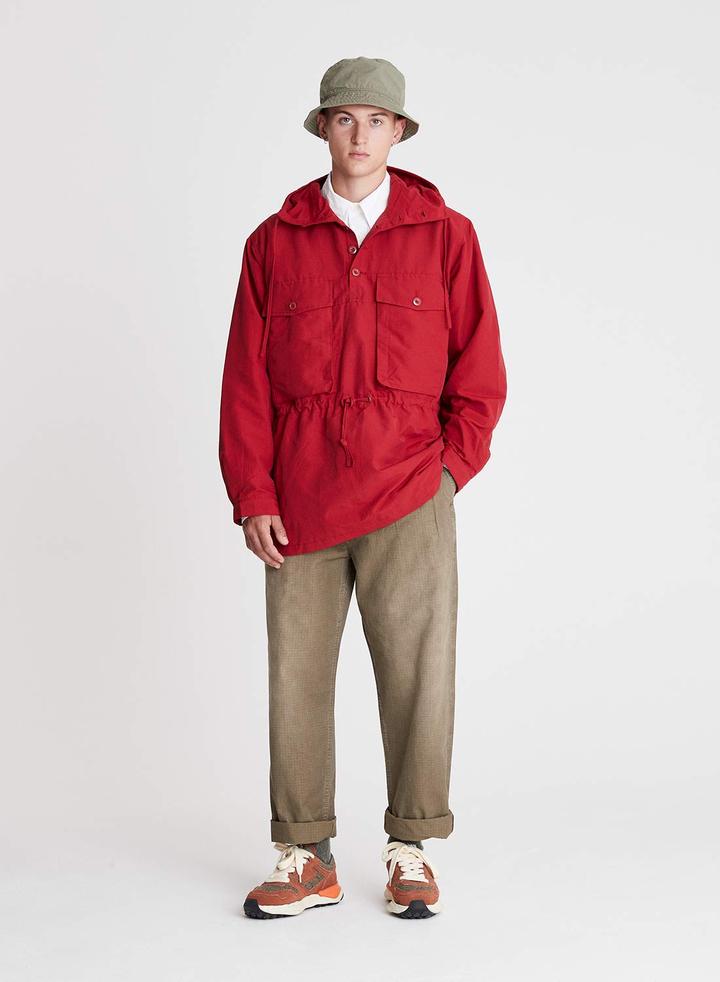 Nigel Cabourn LYBRO - TRACK SMOCK IN VINTAGE RED - COTTON NYLON