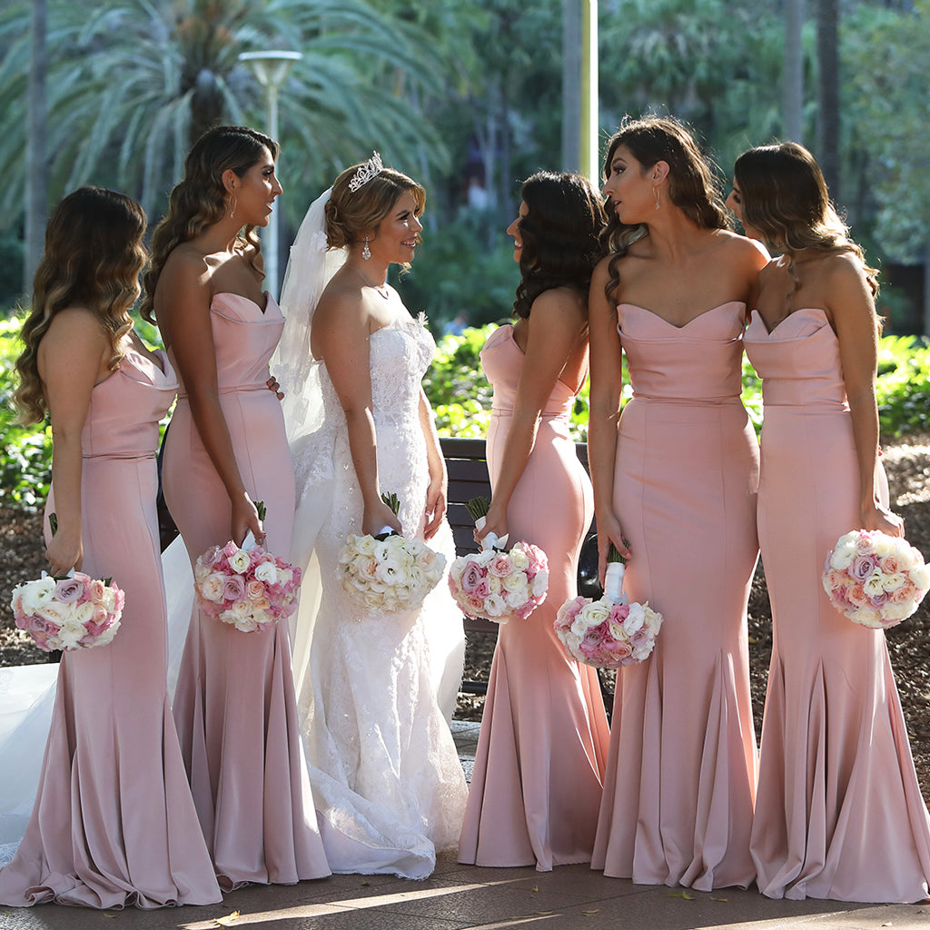 soft pink bridesmaid dresses