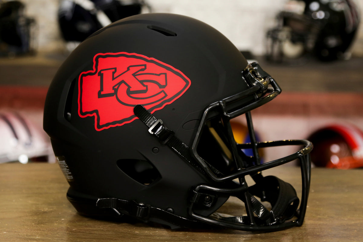 Kansas City Chiefs CUSTOM Matte Black with Chrome Red Mini Football Helmet