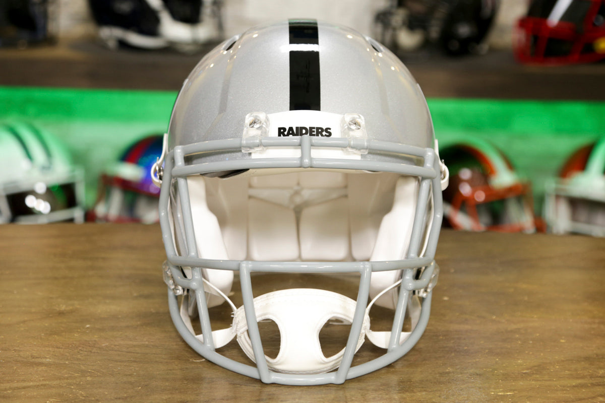 Las Vegas Raiders CUSTOM 2-Tone Black/Silver Hydro-Dipped Mini Football  Helmet