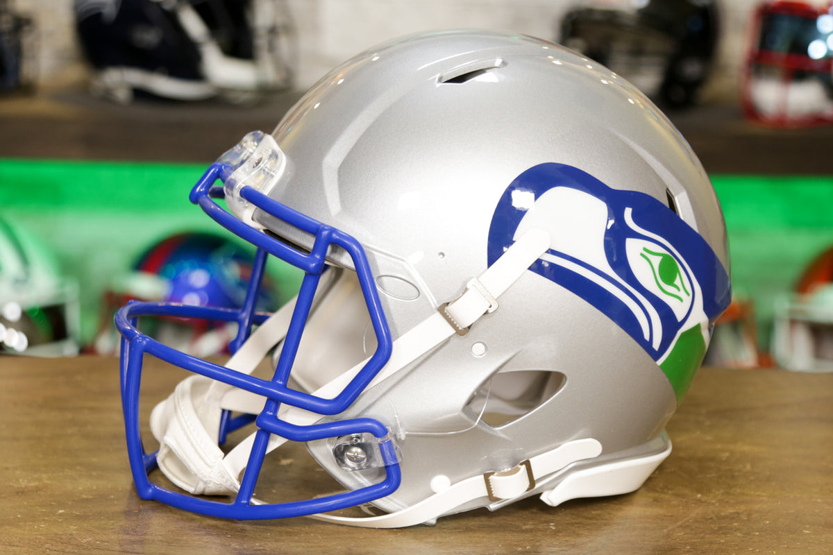 Unsigned Seattle Seahawks Blue Replica Throwback (2002-2011) Full Size  Helmet Stock #90886