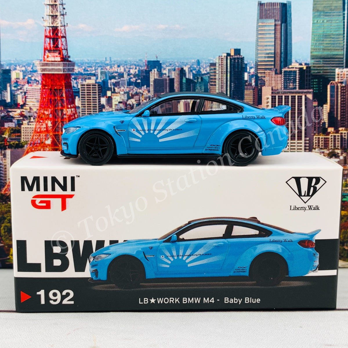 MINI GT MGT00192 LIBERTY WALK LB WORKS BMW M4 1/64 DIECAST BABY BLUE