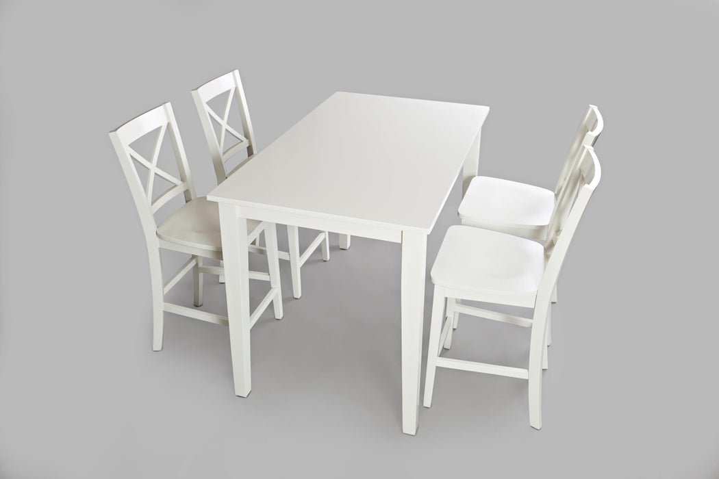 sleek white wood counter height Dining Set - Lifestyle Furniture