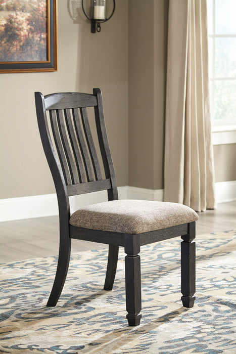 Oak Finish Dining Set with Grayish Fabric Upholstered Sidechairs - Lifestyle Furniture