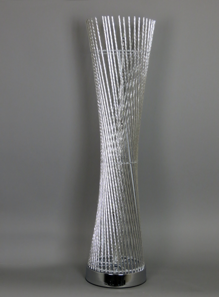 Modern Silver Aluminium Wire Twisted Round Diablo LED Table Lamp.