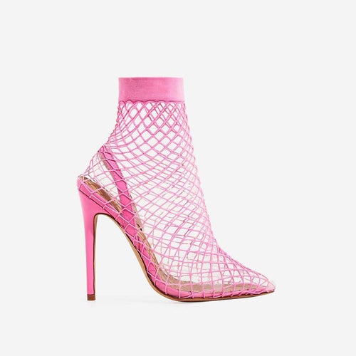 neon fishnet heels