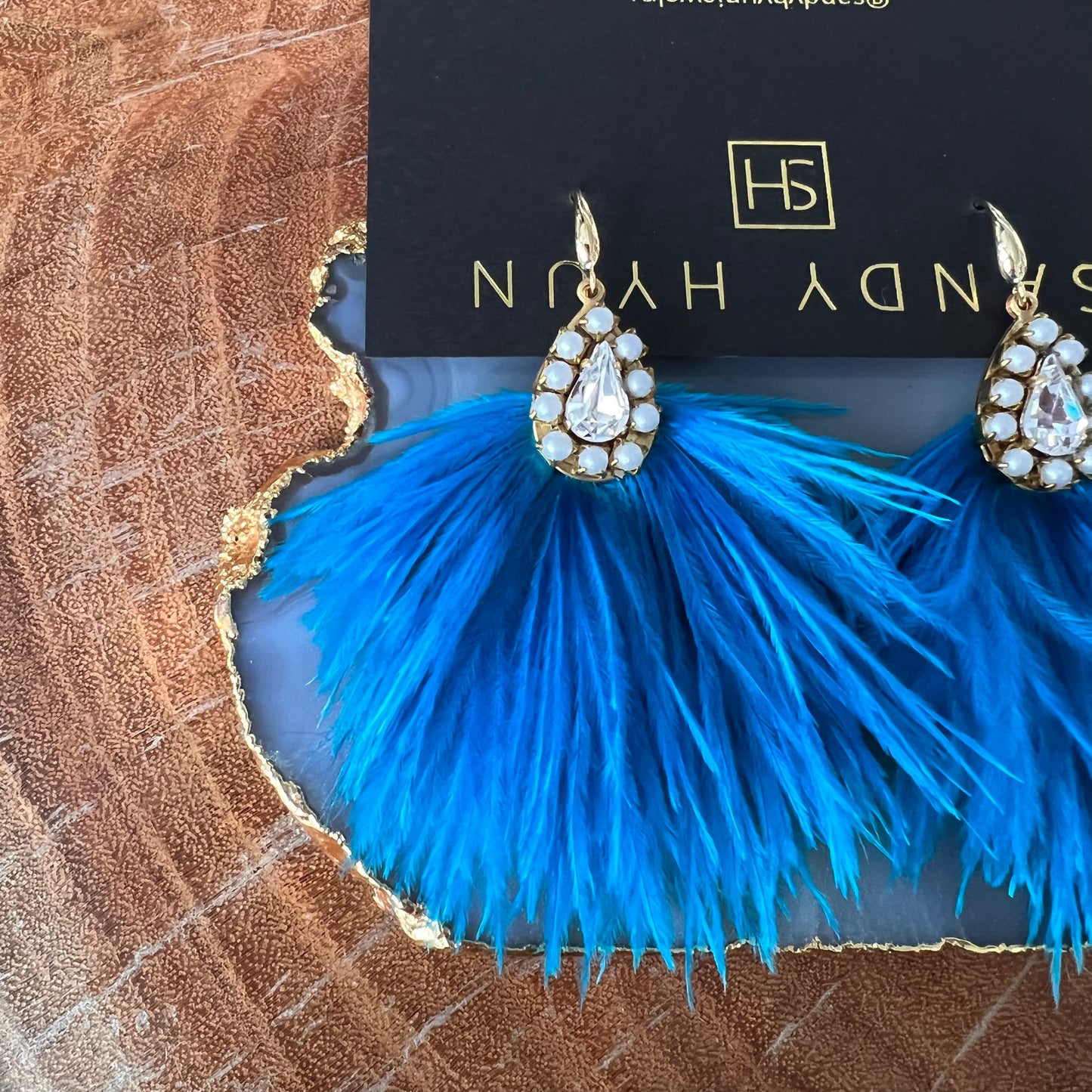 Sandy Hyun Pearl Feather Drop Earrings