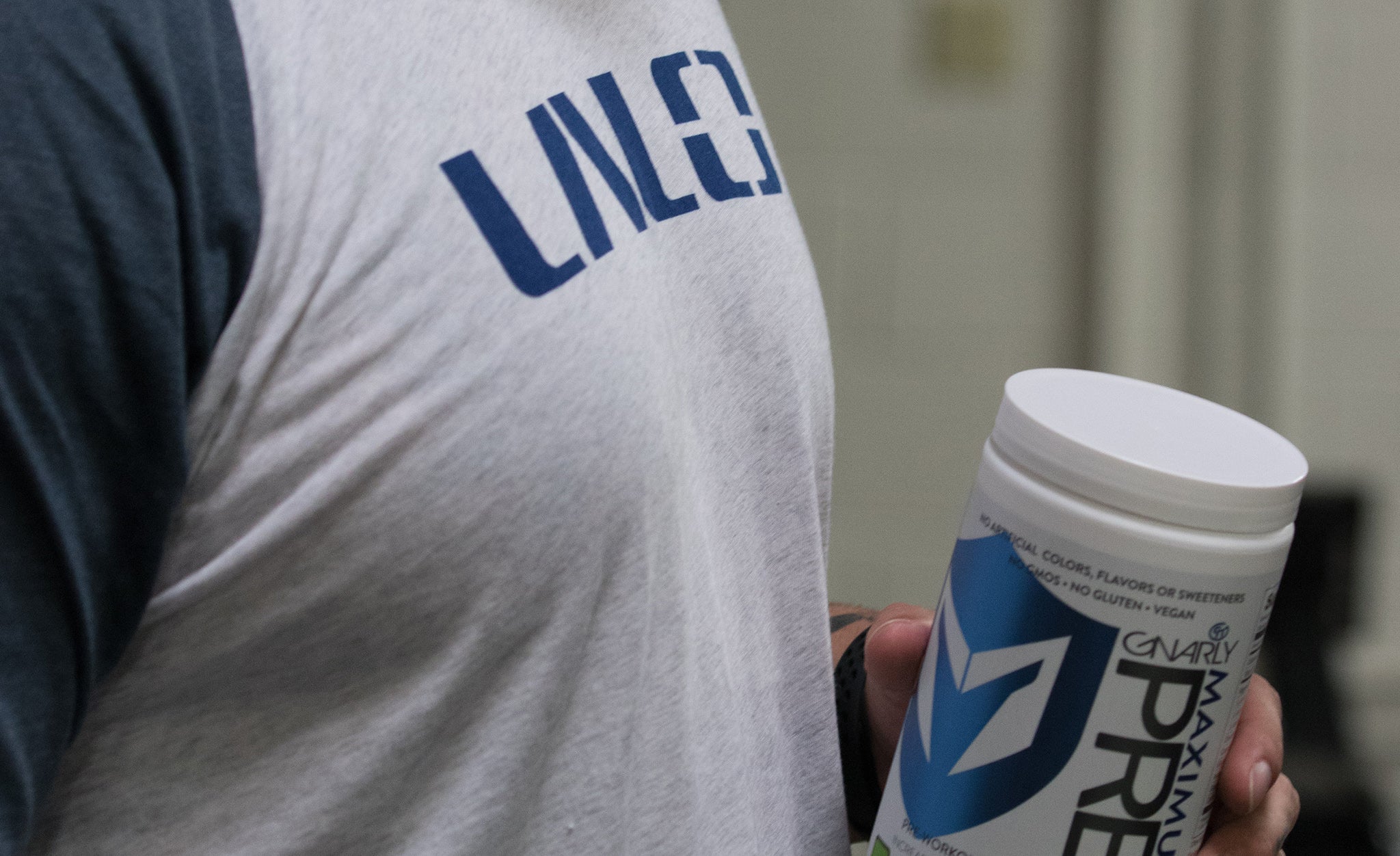 Man holding protein powder