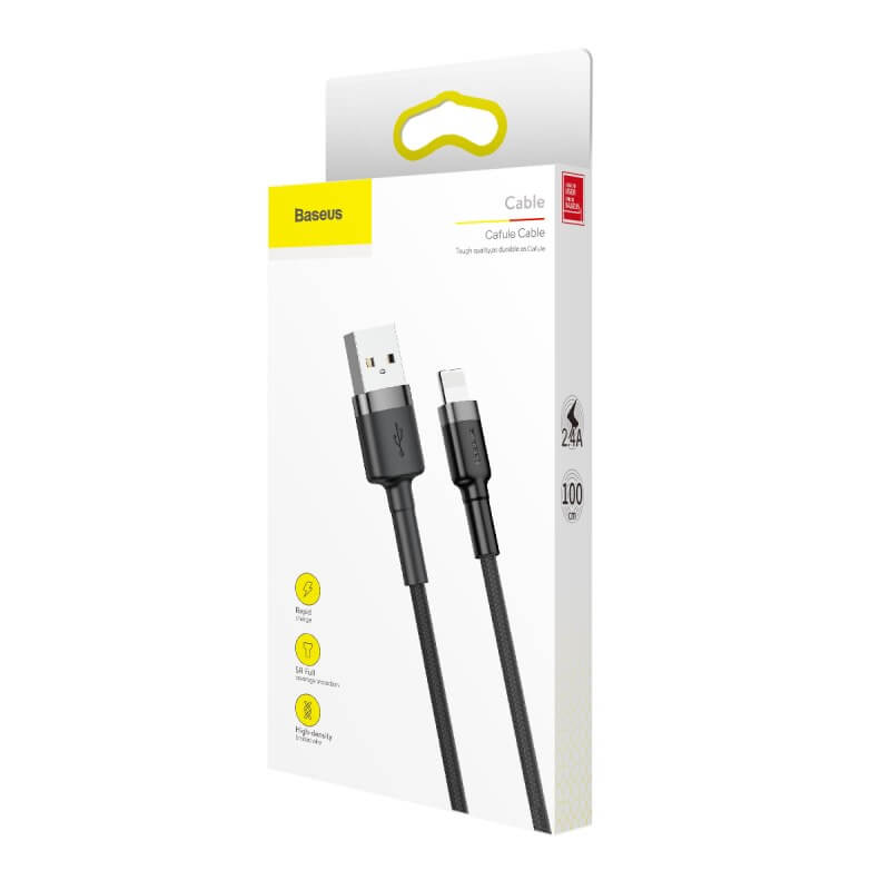 BASEUS 1M USB to Lightning Charging Cable (2.4A) | Cafule Series iPhone Fast Charger Cable