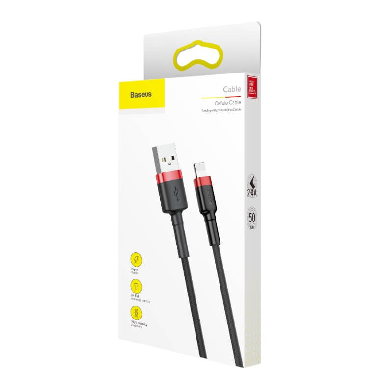 BASEUS 0.5M USB to Lightning Charging Cable (2.4A) | Cafule Series iPhone Fast Charger Cable