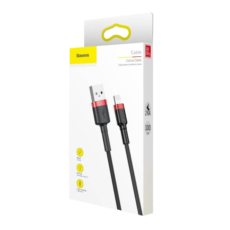 BASEUS 1M USB to Lightning Charging Cable (2.4A) | Cafule Series iPhone Fast Charger Cable