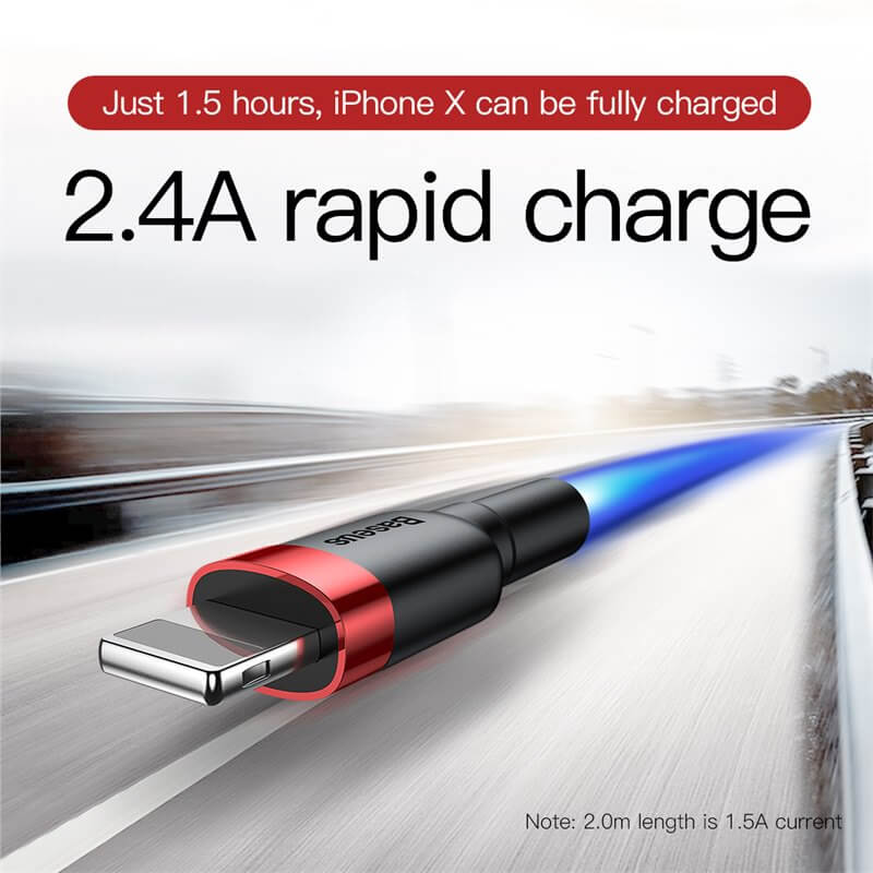 BASEUS 1M USB to Lightning Charging Cable (2.4A) | Cafule Series iPhone Fast Charger Cable