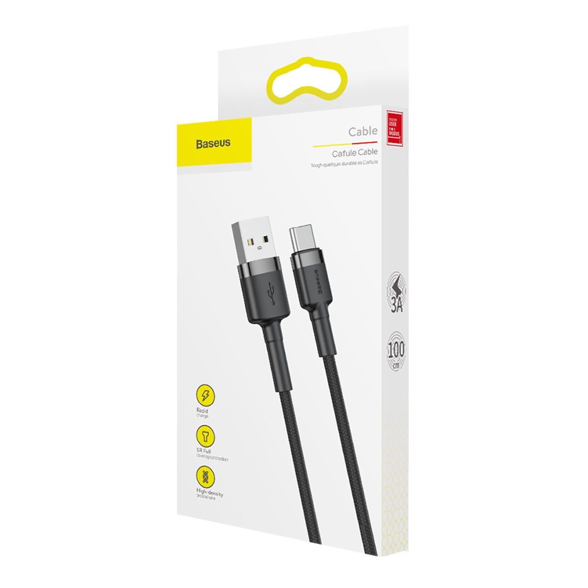 BASEUS 1M USB-C Charging Cable (3A) | Cafule Series QC3.0 Type-C Fast Charger Cable