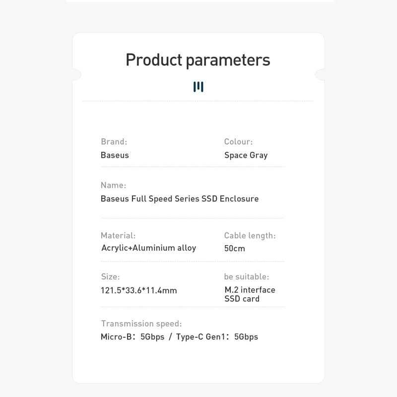Baseus Full Speed Series SSD M.2 External HDD Hard Drive Enclosure Dock | USB C Connection