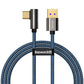 Baseus 1m Legendary Series QC3.0 66W Type C to USB Elbow Charging Blue Cable