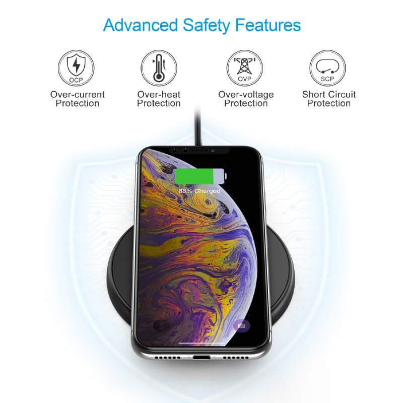 CHOETECH 10W Wireless Charger Pad for iPhone 13/12/12 Pro/12 Pro Max/12 Mini/SE 2020/11 Pro Max/Xs Max/XR/X, Galaxy S20/Note 10/S10,LG V30/V35