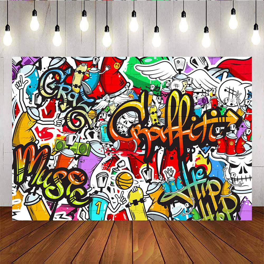 skilsmisse stil En sætning Custom 90s Graffiti Photo Background Hip Hop Theme Party Decoration Prop –  Mocsicka Party