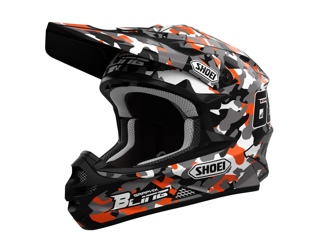 Helmet Graphics Kit Camo Orange Design Bling Graphix