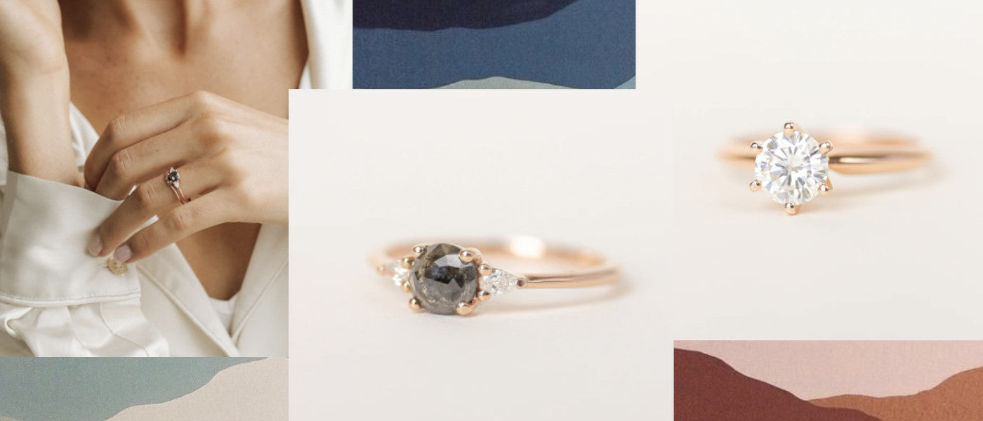 Rose cut engagement rings featuring our Maeve and Kate Rings handmade in our Vancouver Evorden Studio